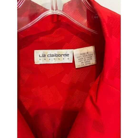 Vintage Liz Claiborne 100% silk red dress size 4 - Picture 4 of 10